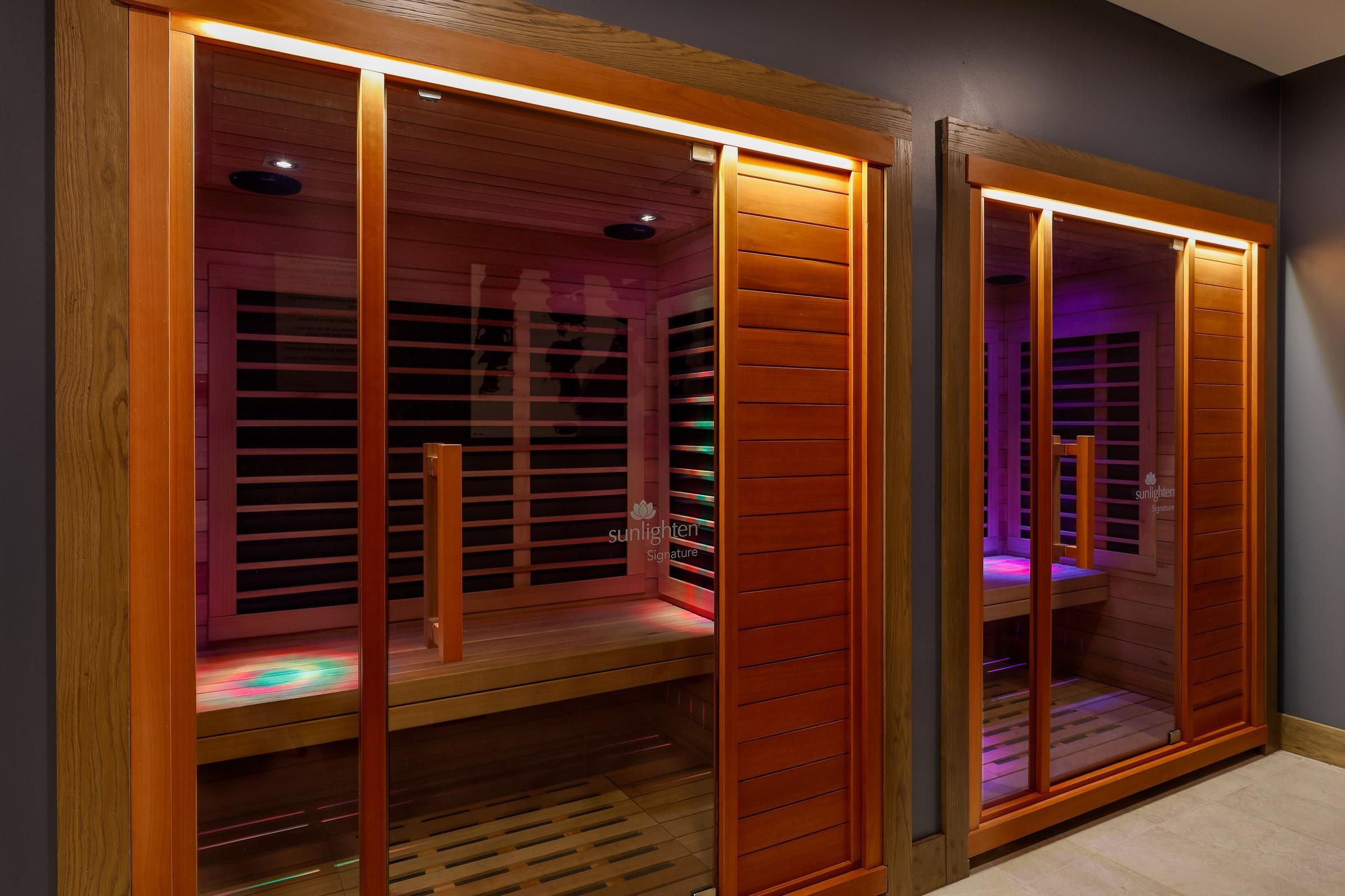Infrared saunas at Wheatfield Village for relaxation and wellness.